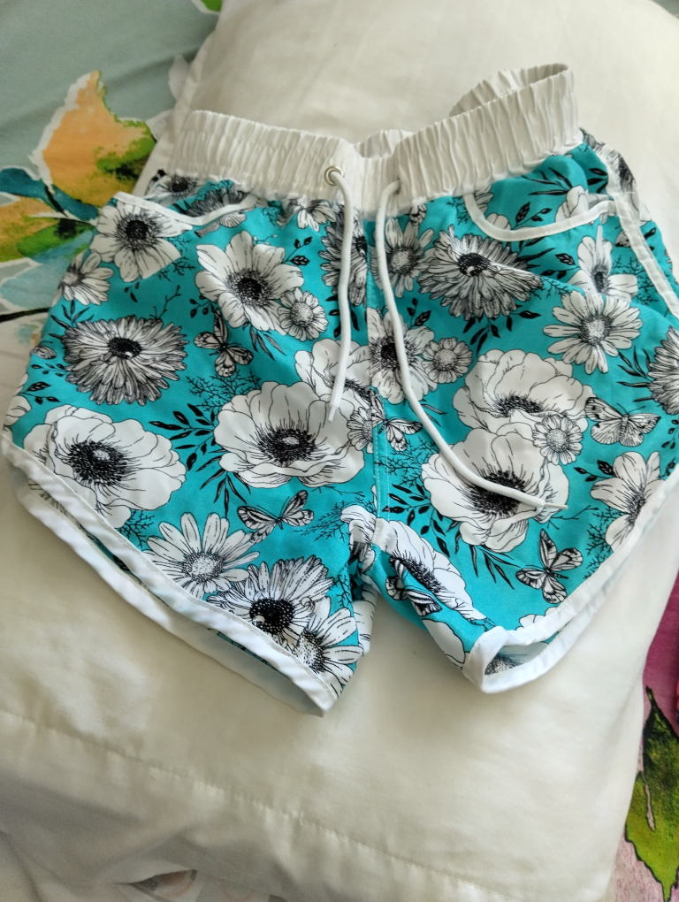 Turquoise Floral Print Shorts