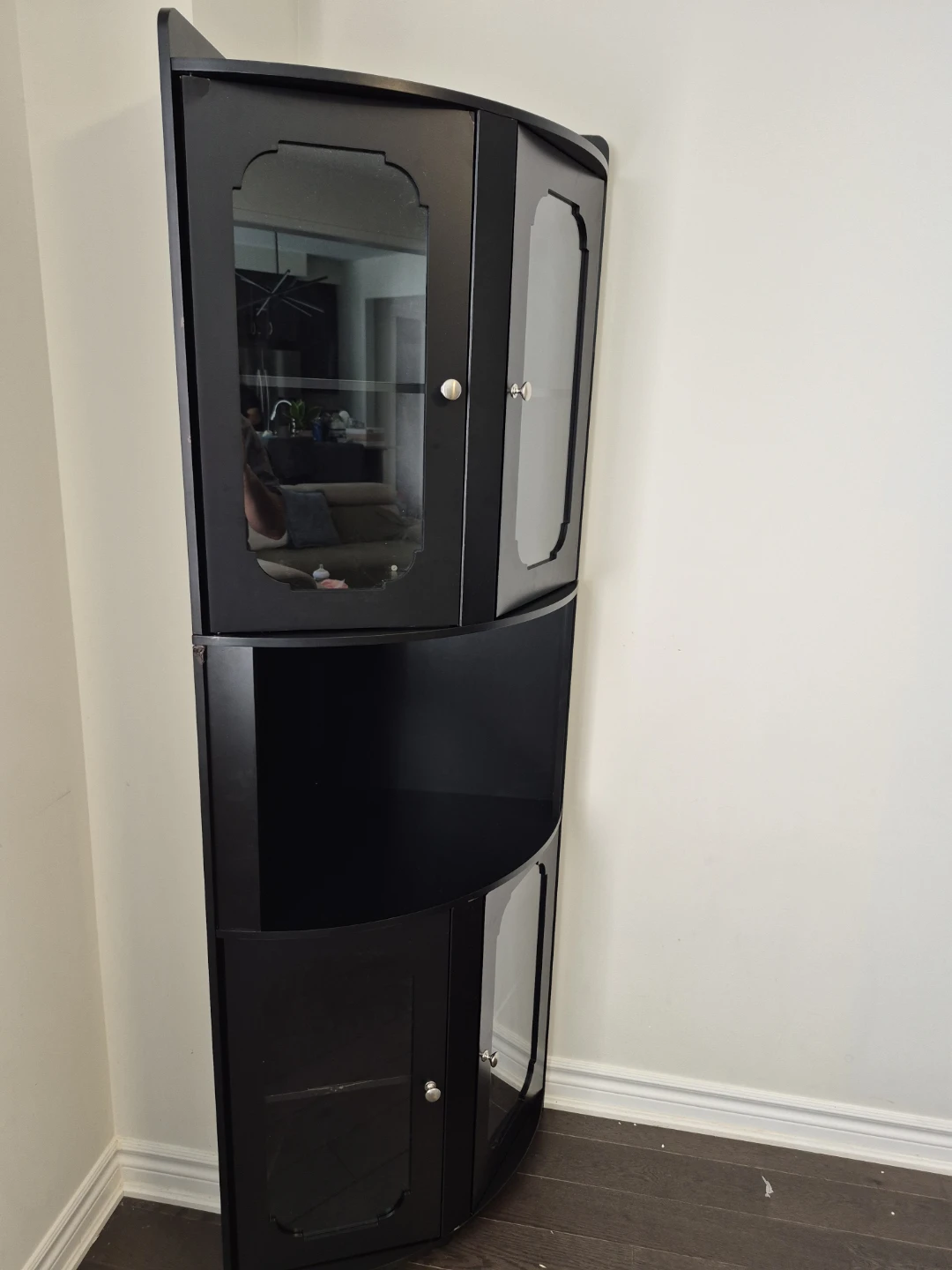Black Corner Cabinet with Glass Doors - photo 5