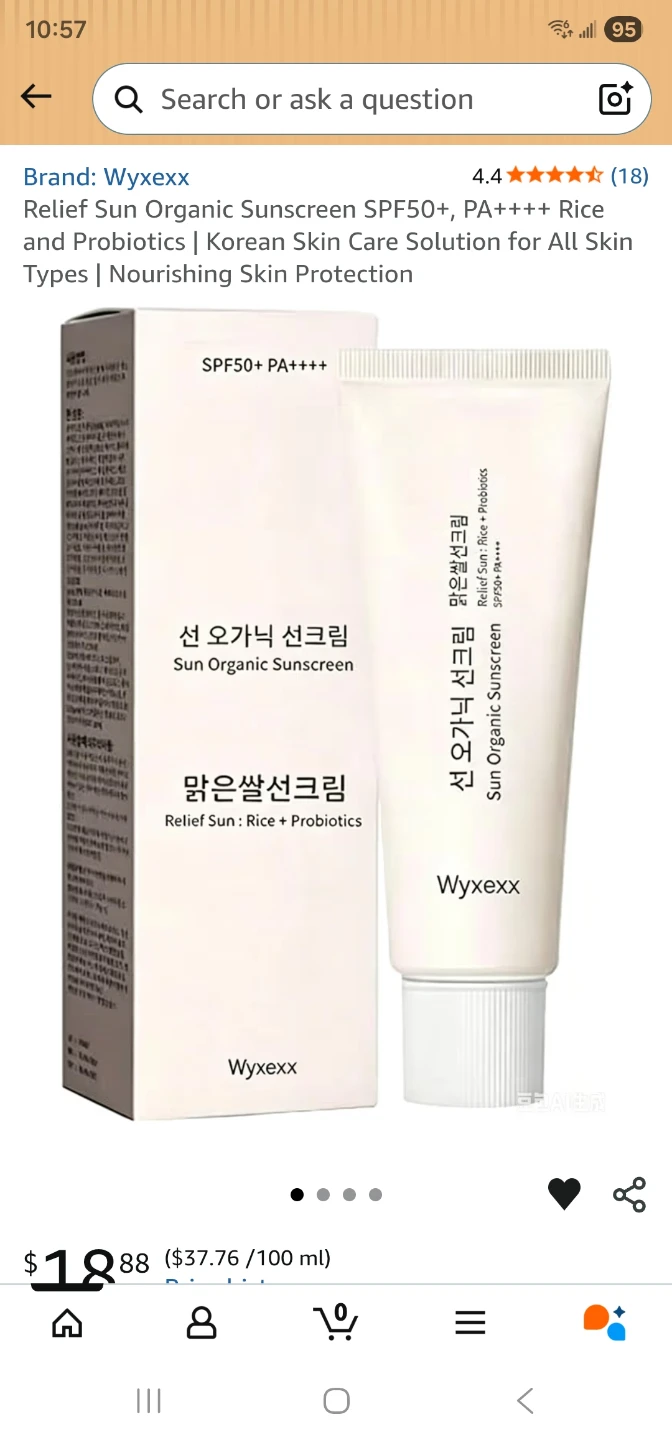 Wyxeexx Relief Sun Organic Sunscreen SPF50+