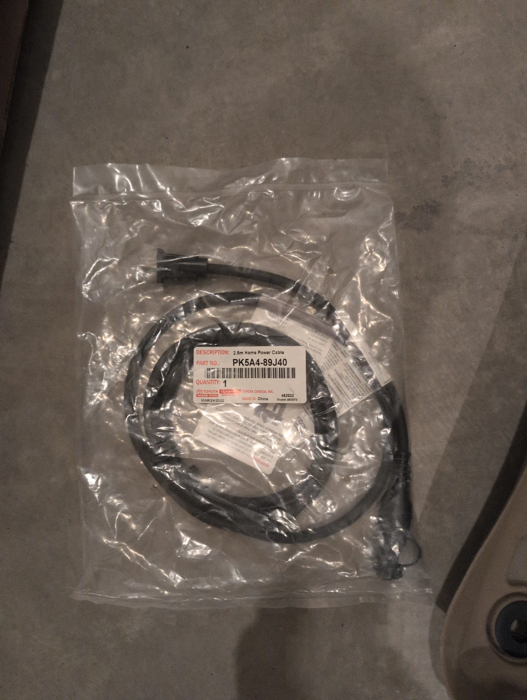 Toyota 2.5m Home Power Cable PK5A4-89J40 - photo 3