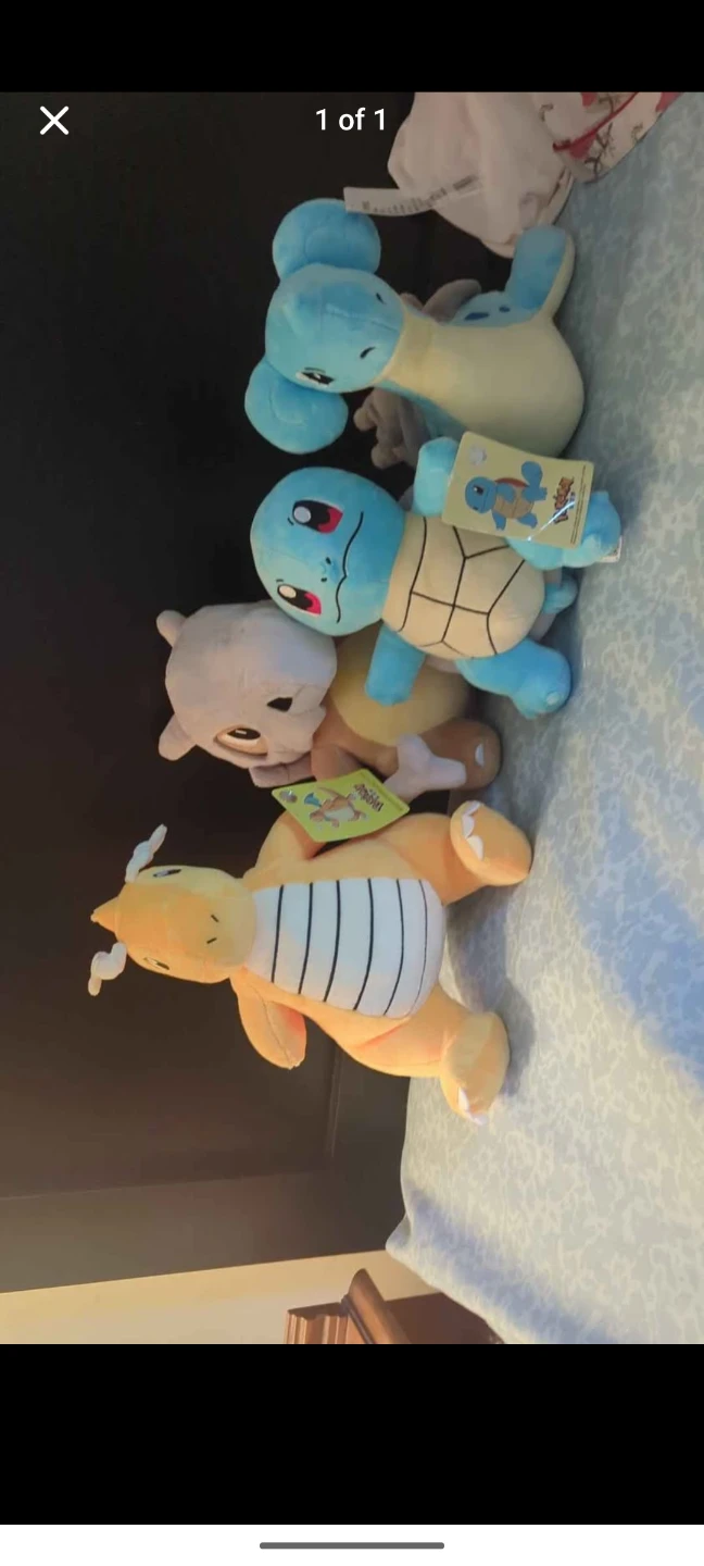 Pokemon Plush Toys - Dragonite, Squirtle, Lapras, and cubone