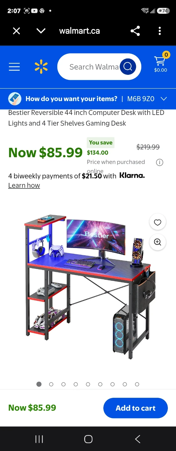 44 inch Computer Desk with LED Lights
