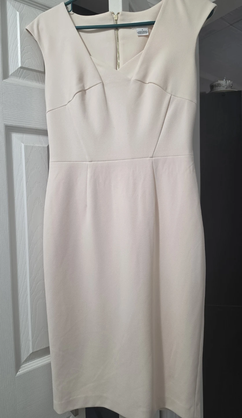 Cream Cap Sleeve Sheath Dress