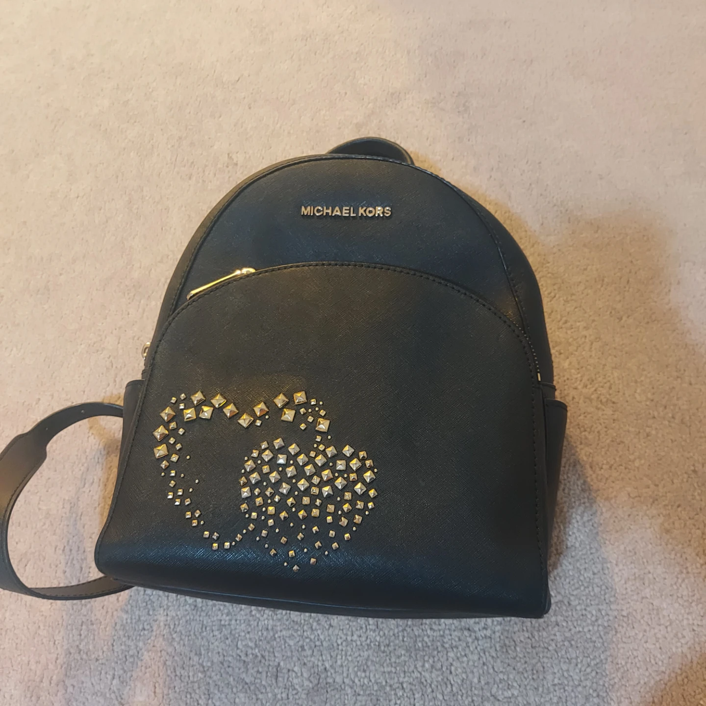 Michael Kors Black Backpack with Studded Hearts