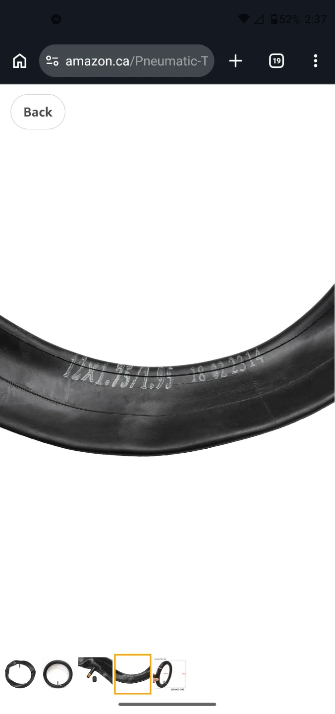 2 x Bicycle Inner Tubes 12 x 1.75/2.125