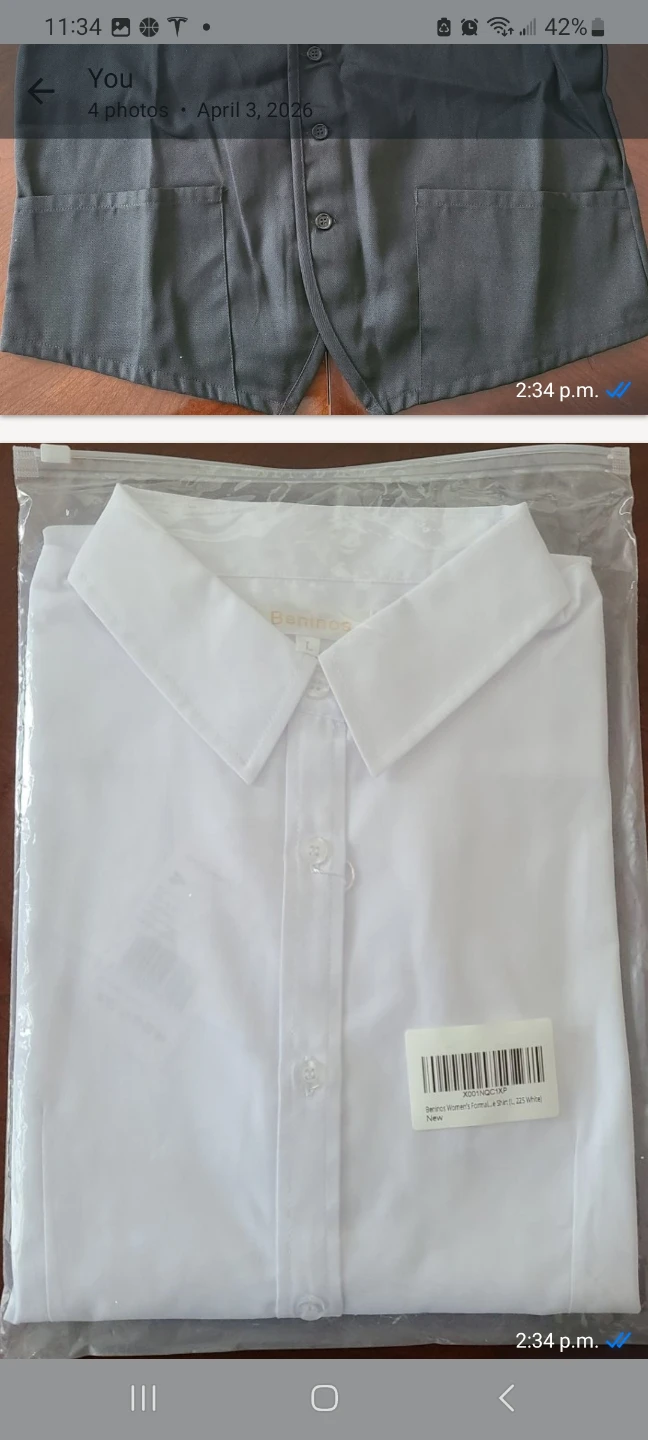 Biemnton White Long Sleeve Button-Up Shirt