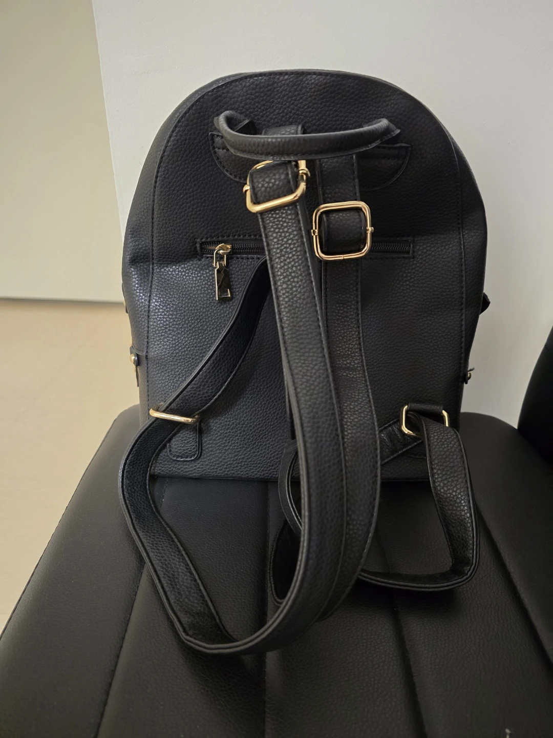 Black Faux Leather Backpack - photo 2