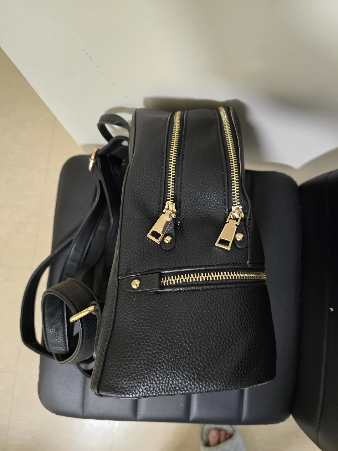 Black Faux Leather Backpack - photo 3