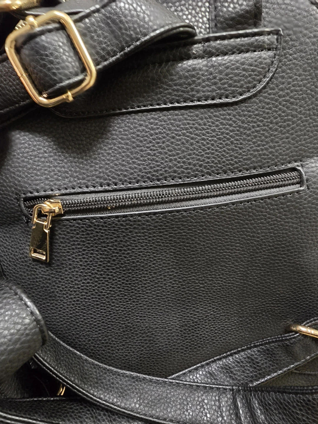 Black Faux Leather Backpack - photo 4