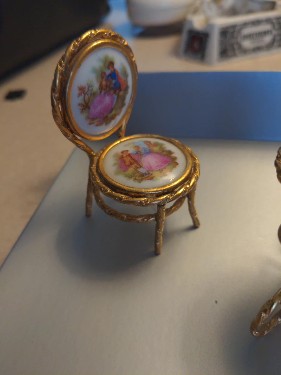 Miniature decorative chair with painted scene - photo 4