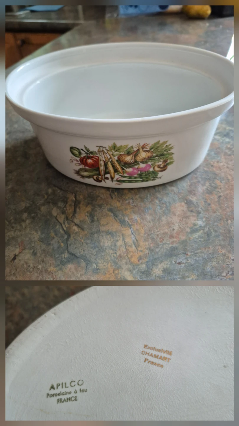 Apilco Porcelain Casserole Dish with Vegetable Design