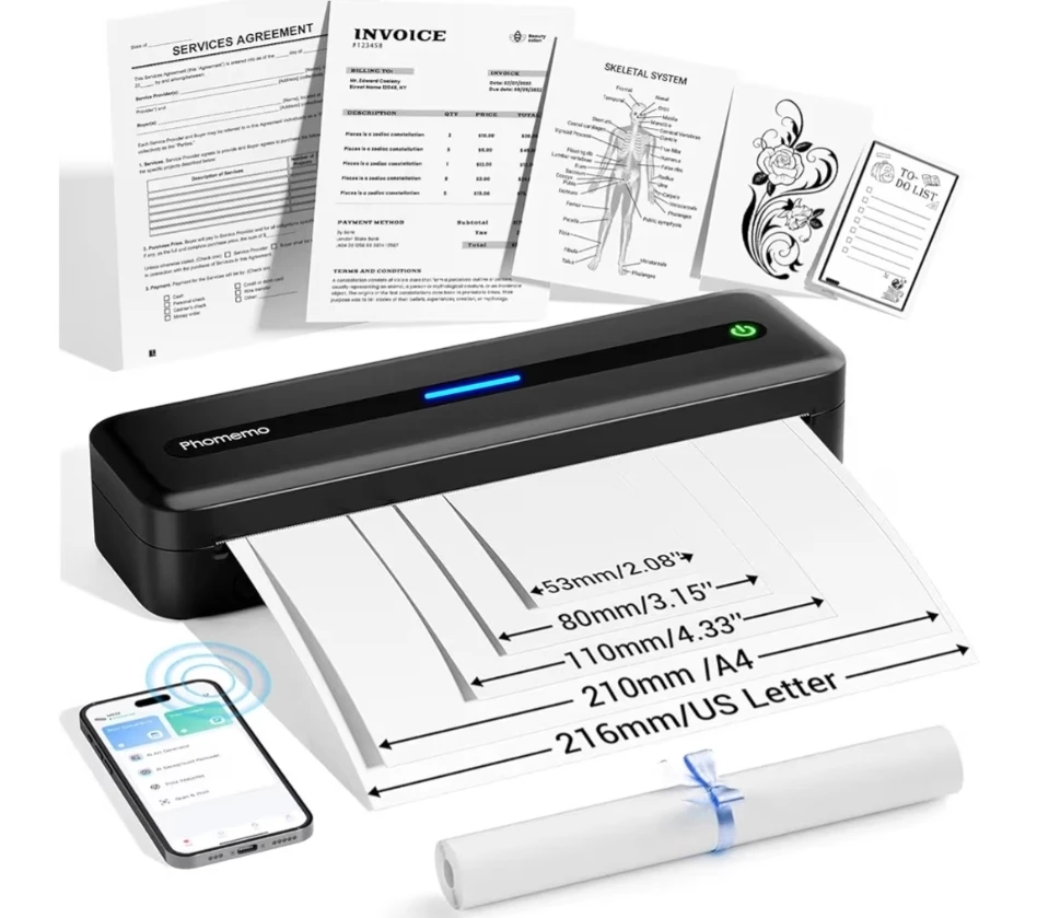 New Phomemo M832 Portable Printer, Inkless Thermal Printer