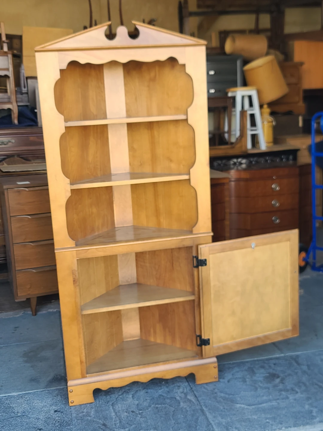 Vintage Wood Corner Hutch Cabinet - photo 2