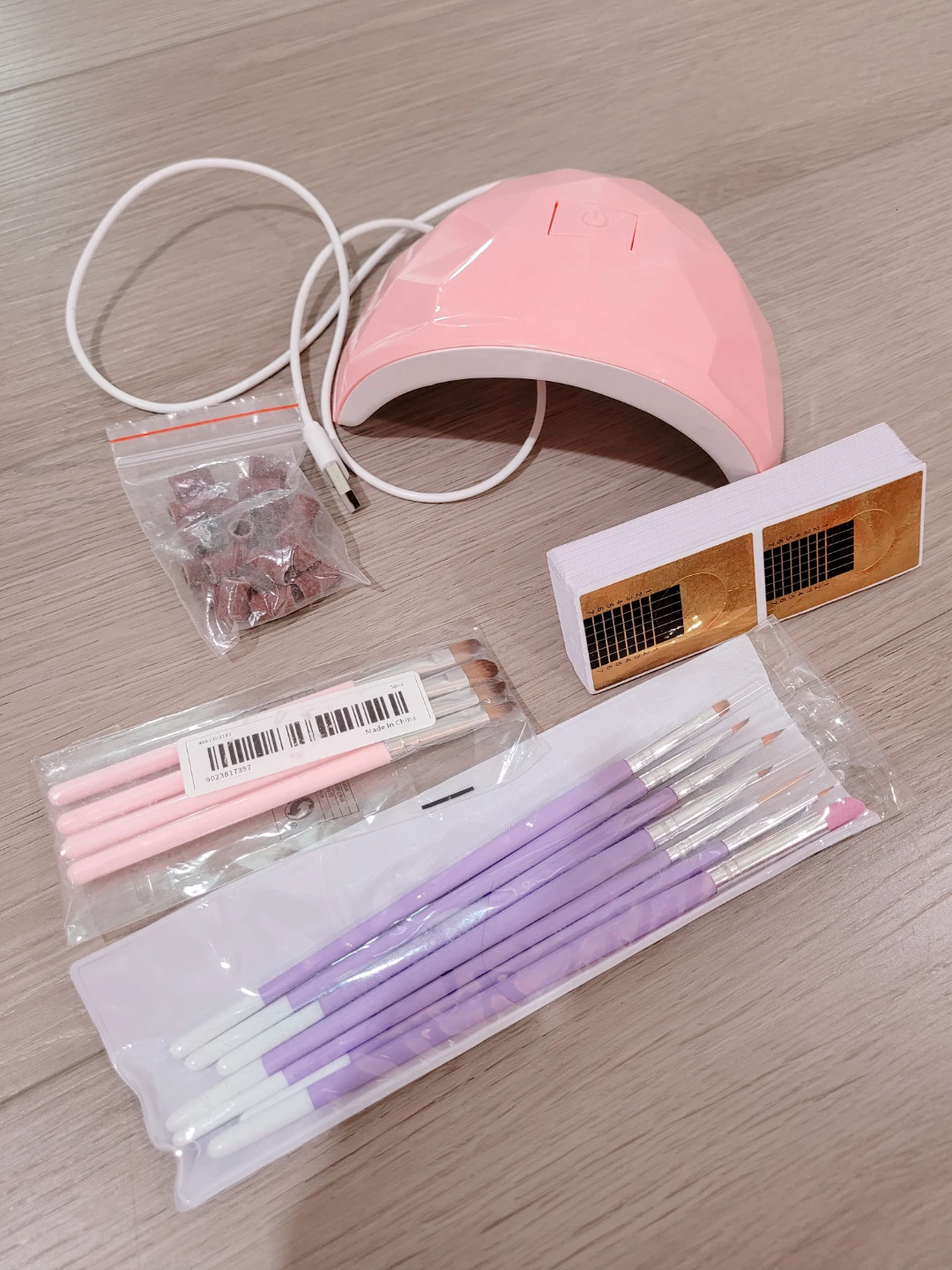 Pink Nail Lamp and Brush Set