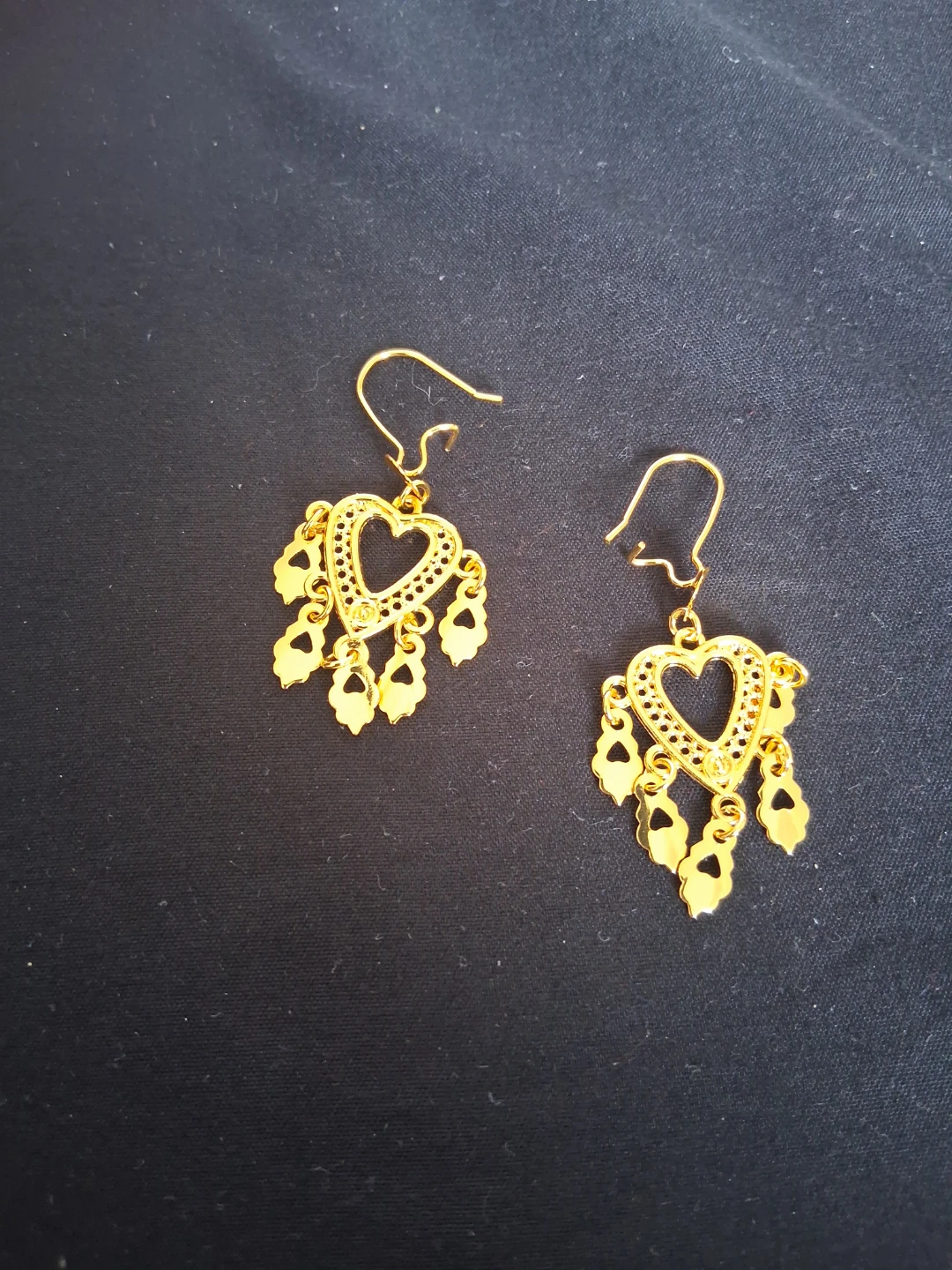 Gold Heart Dangle Earrings - photo 2