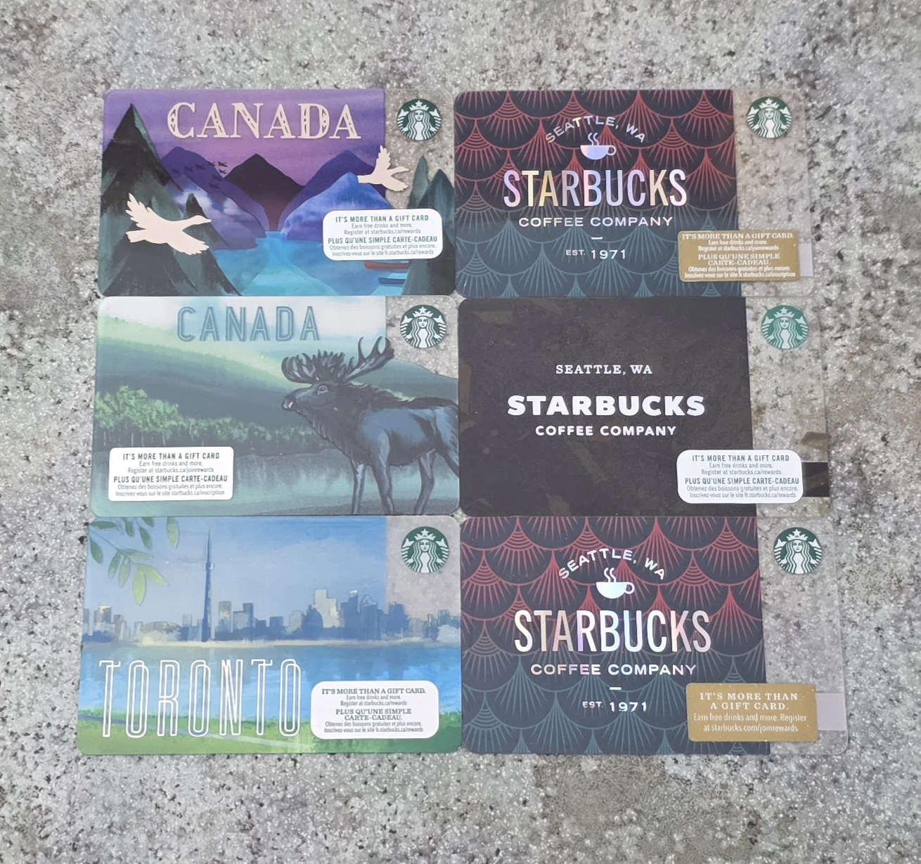 Starbucks Gift Cards - Canada & Seattle Themes