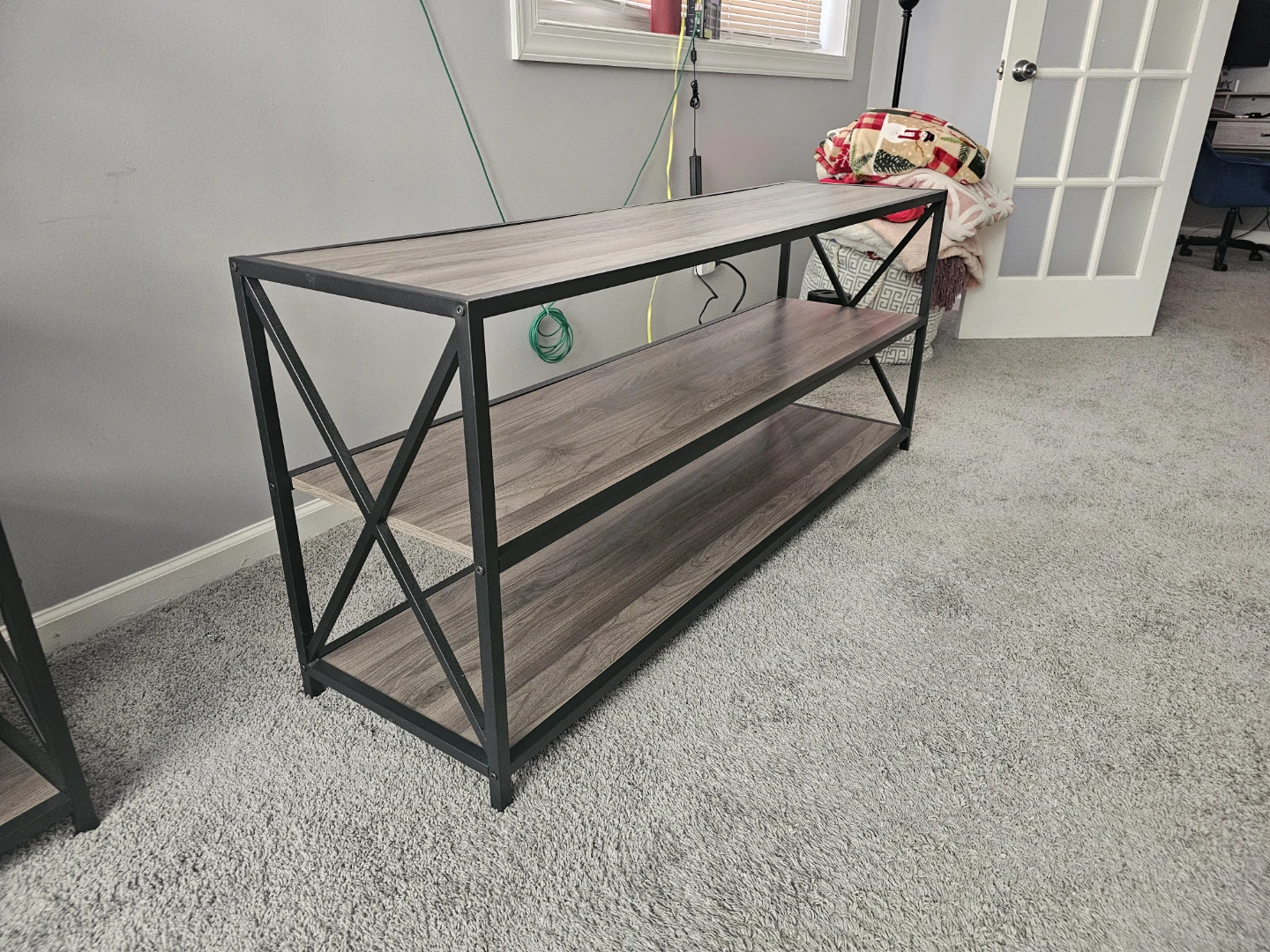 3-Tier Metal Wood Grain Shelf Unit - photo 3