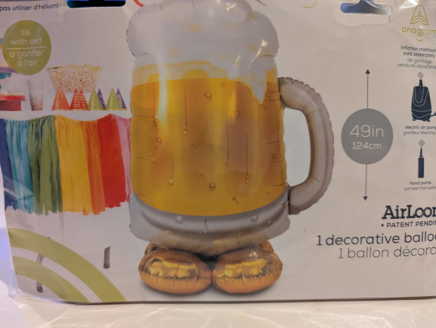 Air or Helium  Foil Balloons - Champagne Bottle and Beer Mug