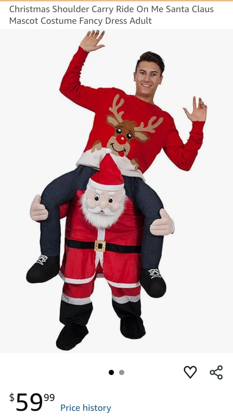 Funny Santa Piggyback Costume – Carry Me / Ride-On Christmas Sui