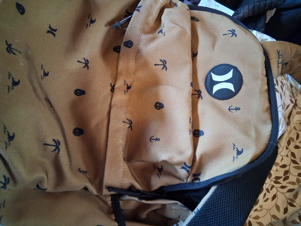 Hurley Backpack - Tan with Palm Trees and Anchors