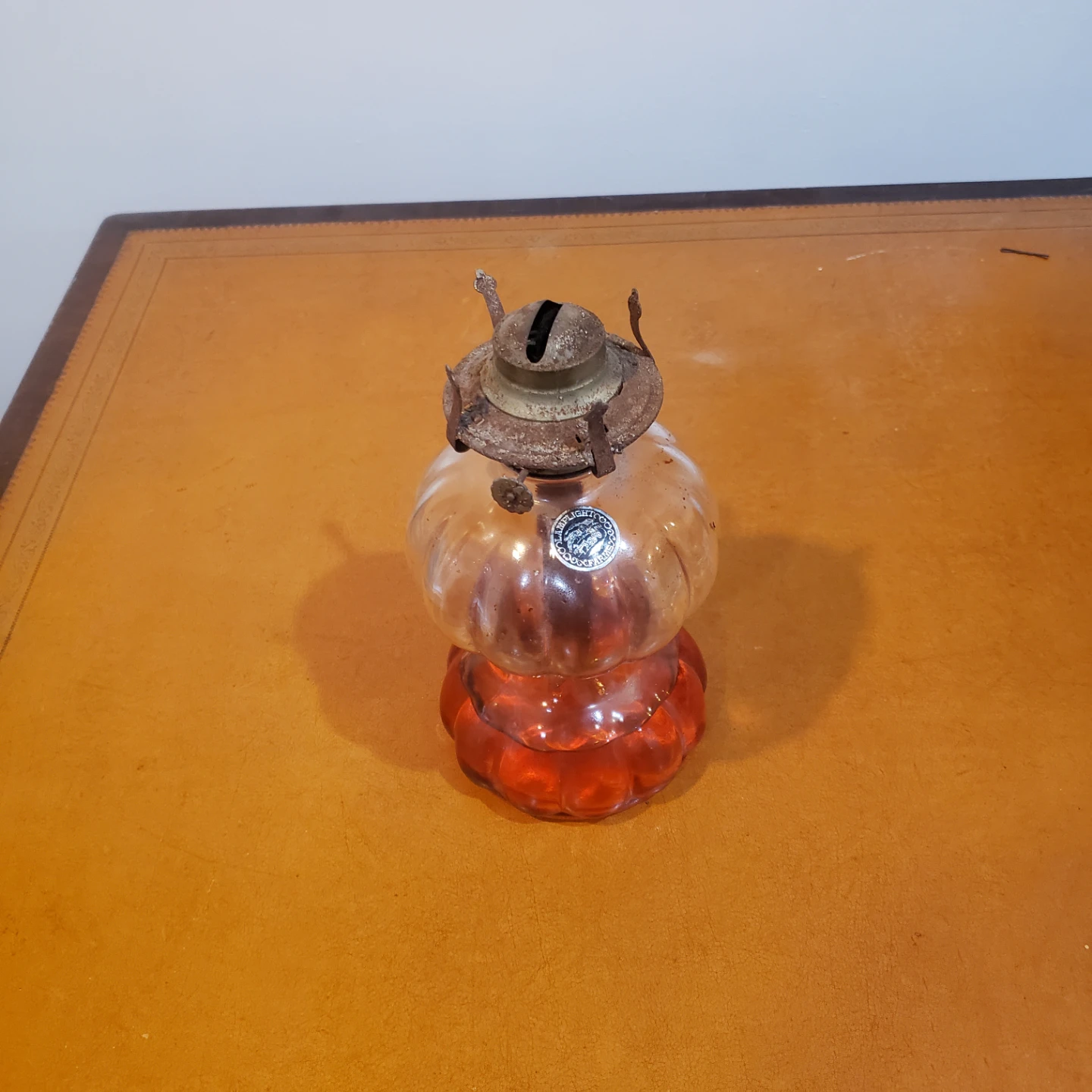 Lamp Light Co. Amber Glass Oil Lamp