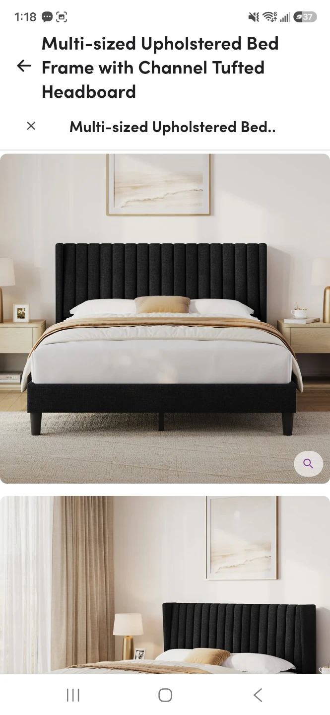 NEED GONE TODAY Queen Upholstered Bed Frame - Black - photo 3