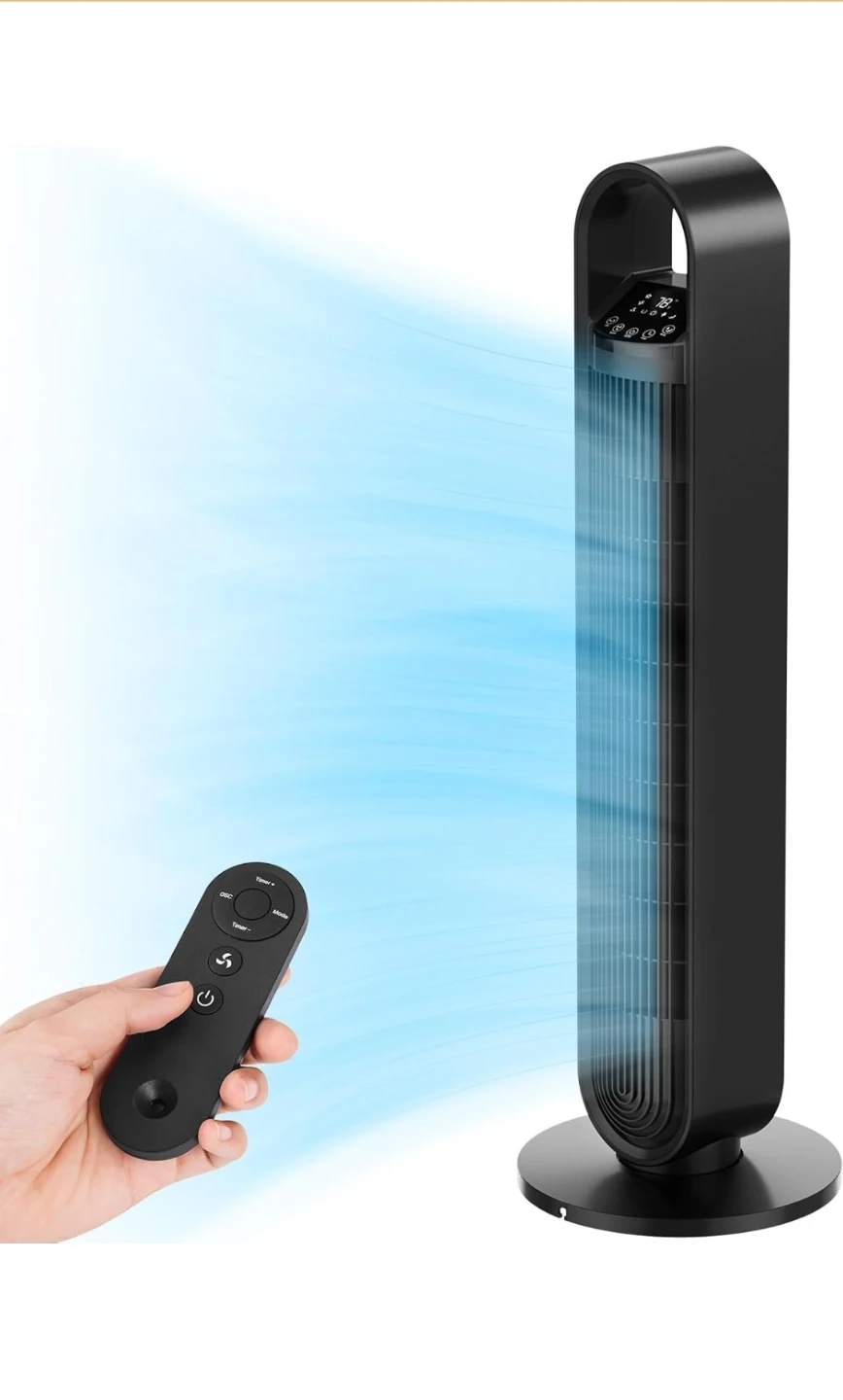 Black Tower Fan with Remote Control