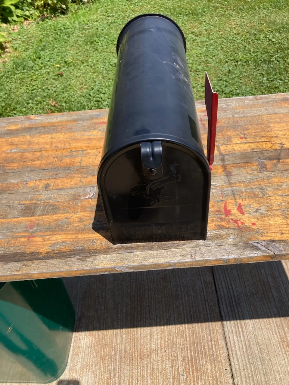 Black Mailbox with Red Flag