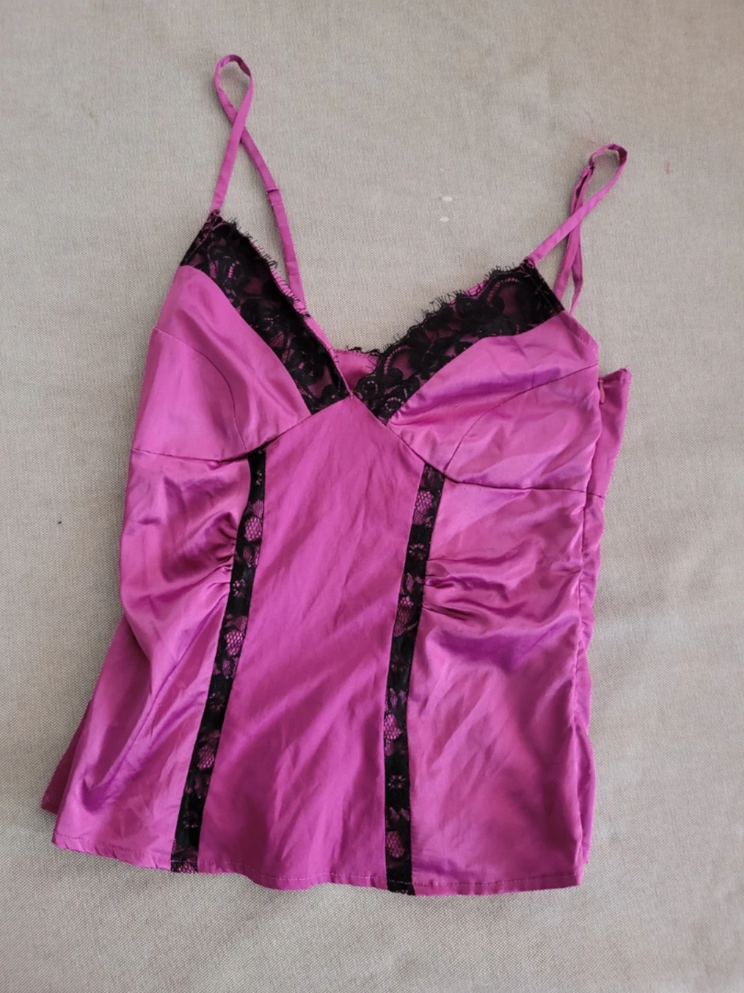 Pink and Black Lace Camisole Top