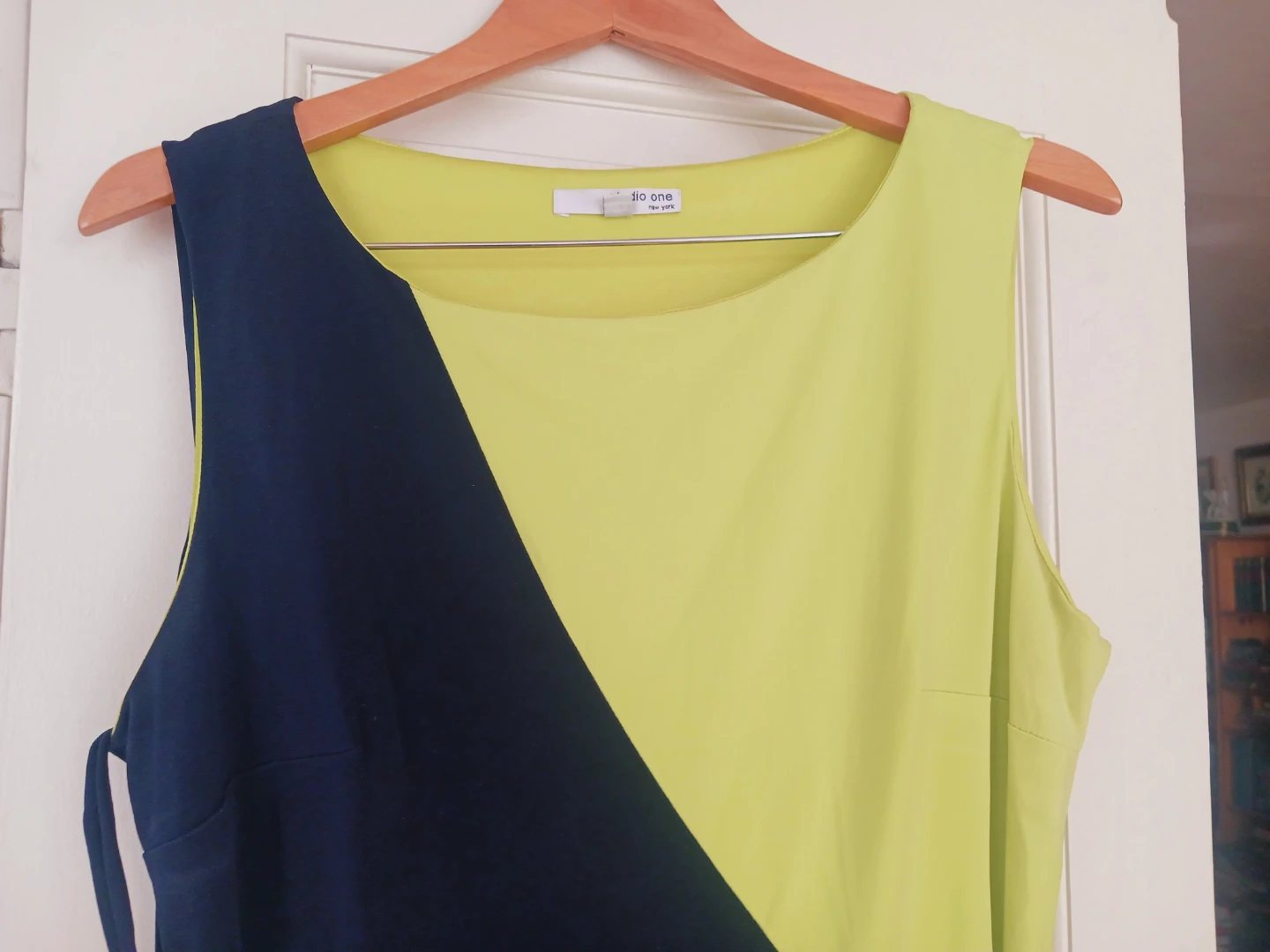 Beautiful Geometric Lime Green & Blue Dress. 16. - photo 4