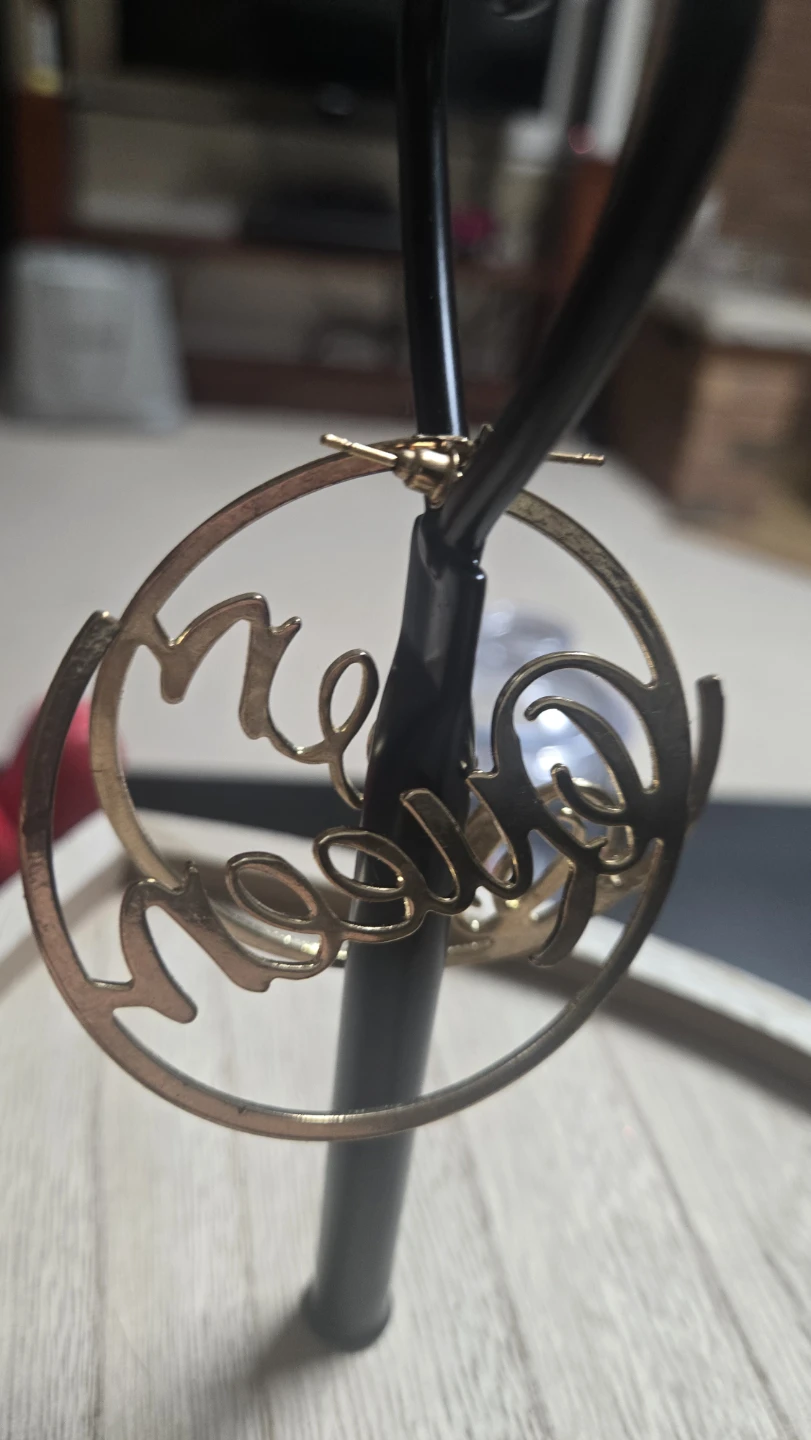Gold Tone "Queen" Hoop Earrings