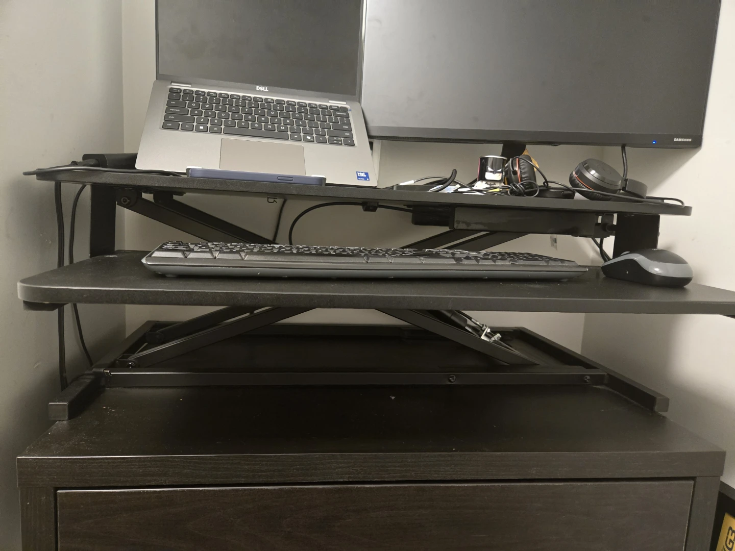 IKEA Micke Desk with Drawer and standing platform. - photo 3