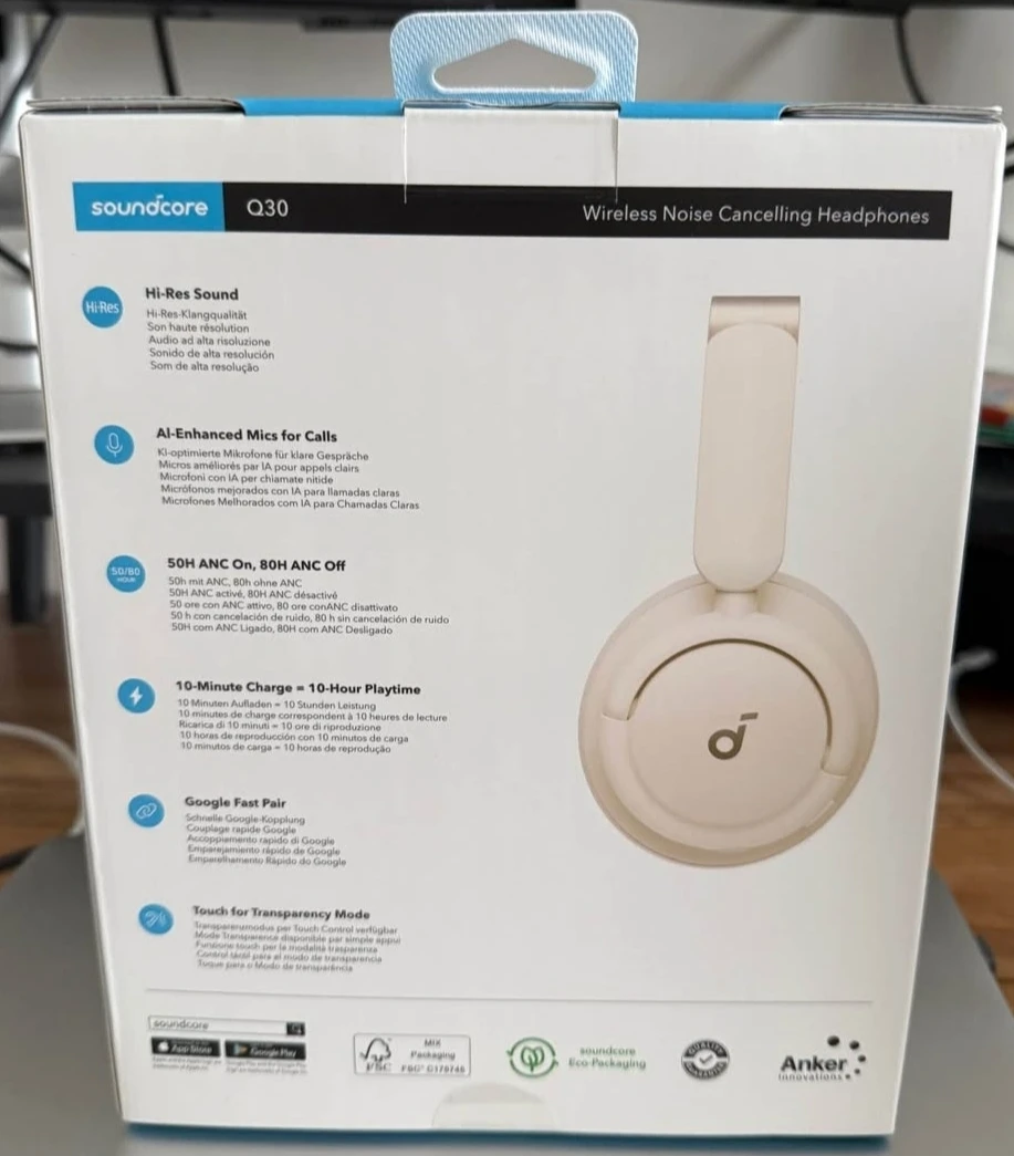 Soundcore Q30 Wireless Noise Cancelling Headphones - Beige - photo 2