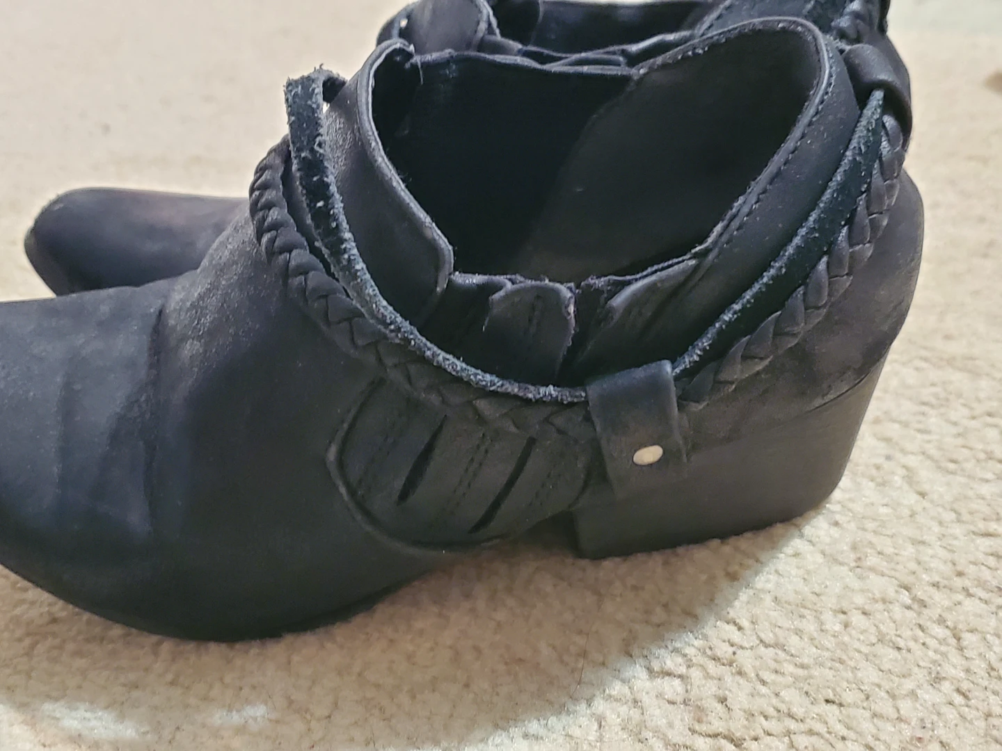 Jellypop Black Ankle Boots with Braided Detail