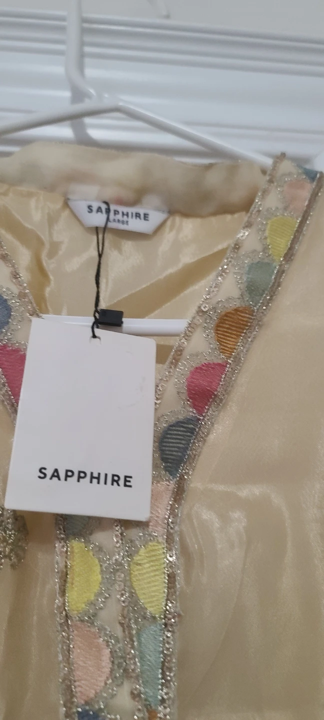 Sapphire Cream Embroidered Kameez Kurti Top with pant - photo 2