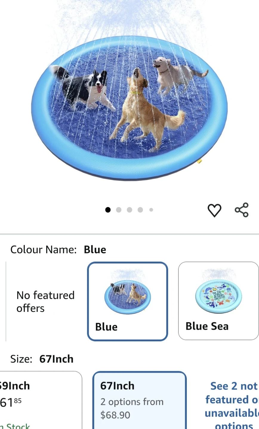 Peteast Splash Pad for Dogs & Kids - 67 Inch Blue