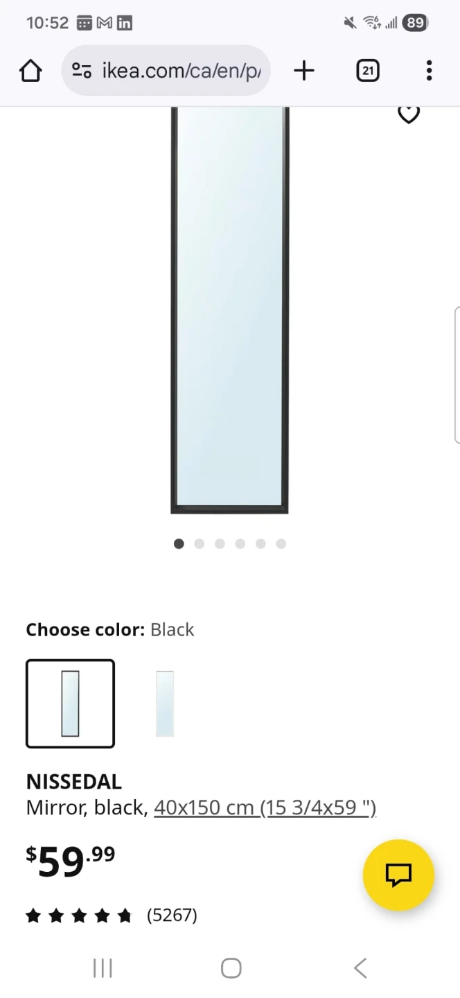 IKEA NISSEDAL Mirror, Black, 40x150 cm - photo 2