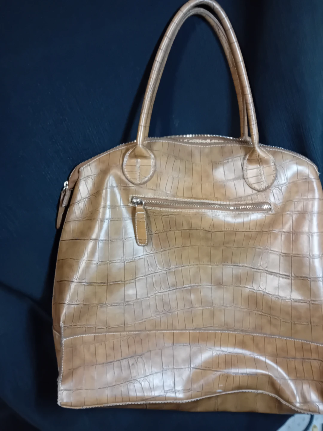 Brown Faux Croc Leather Shoulder Bag - photo 2