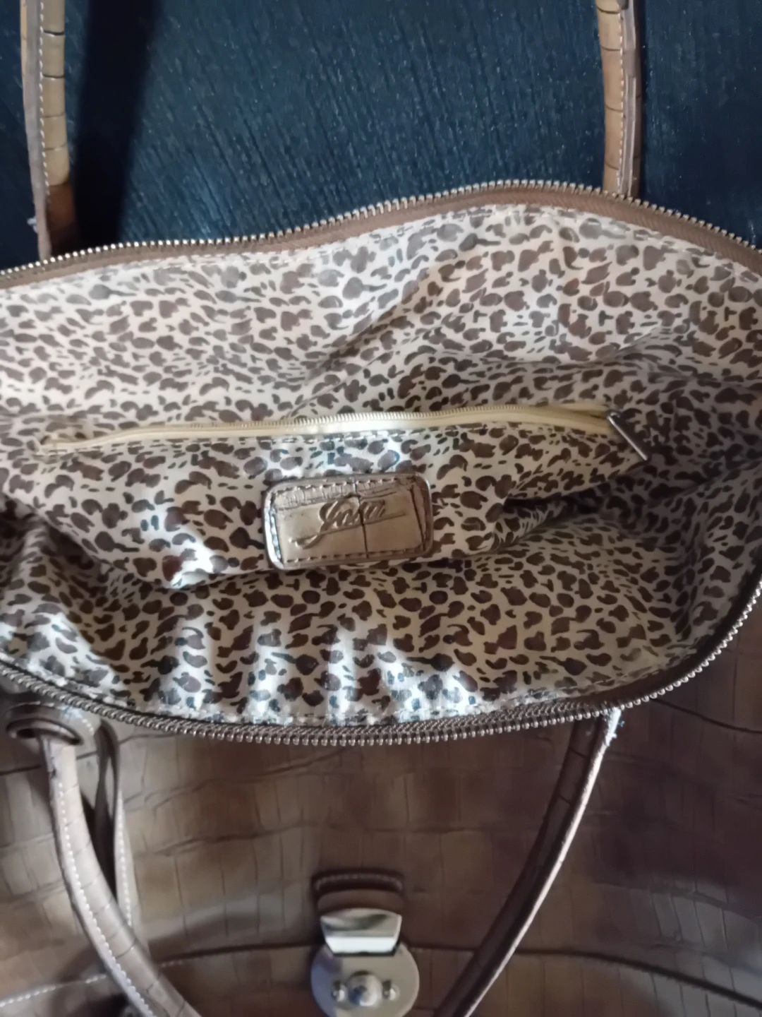 Brown Faux Croc Leather Shoulder Bag - photo 3