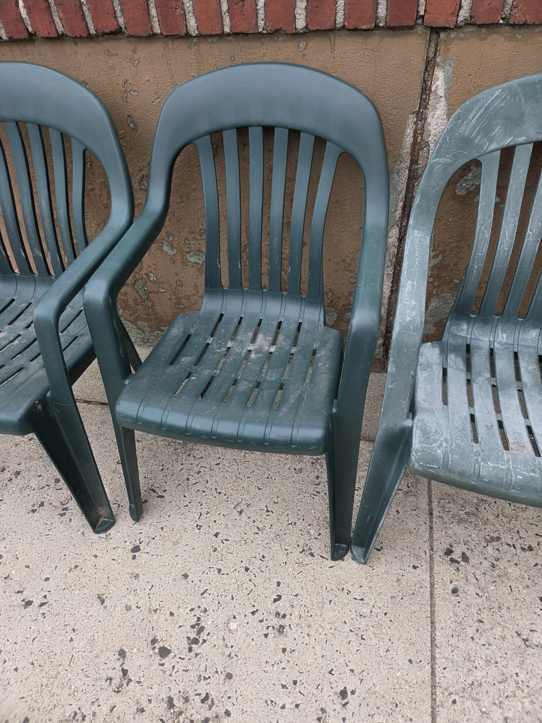 Dark Green Plastic Patio Chairs (Set of 4) - photo 2