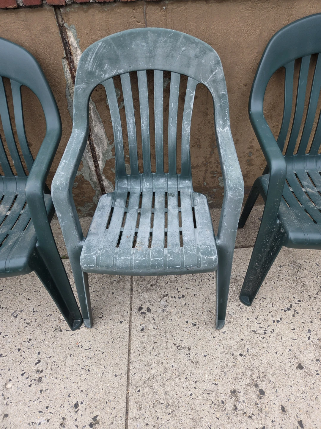 Dark Green Plastic Patio Chairs (Set of 4) - photo 3