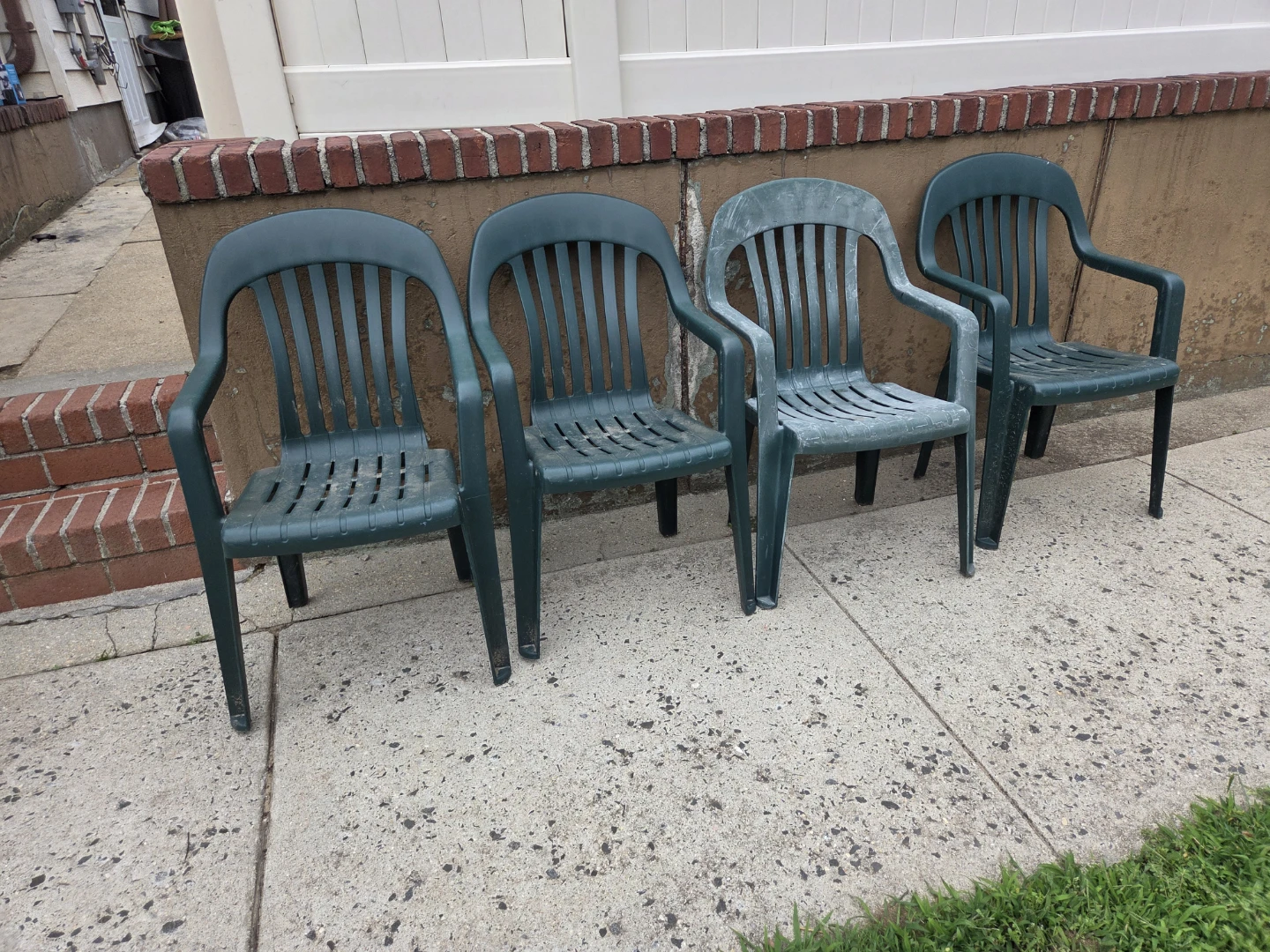 Dark Green Plastic Patio Chairs (Set of 4) - photo 5