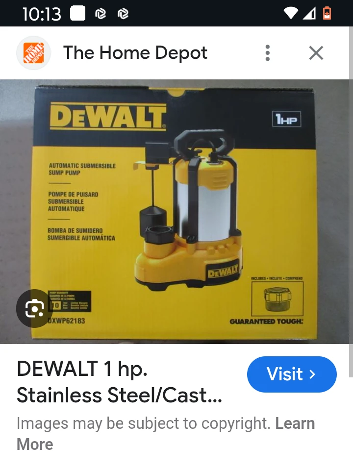 DEWALT 1 HP Automatic Submersible Sump Pump
