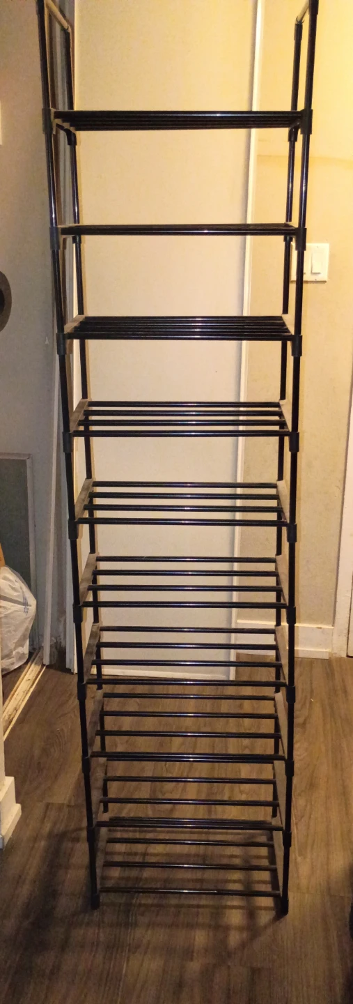 10-Tier Black Metal Shoe Rack