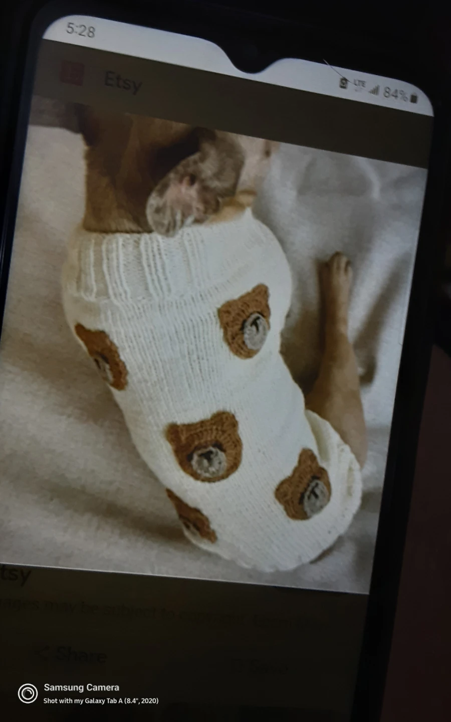 Hand-knitted Dog Sweater with Bear Pattern