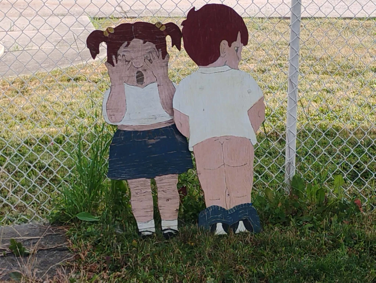 Wooden cut-out kids' yard art