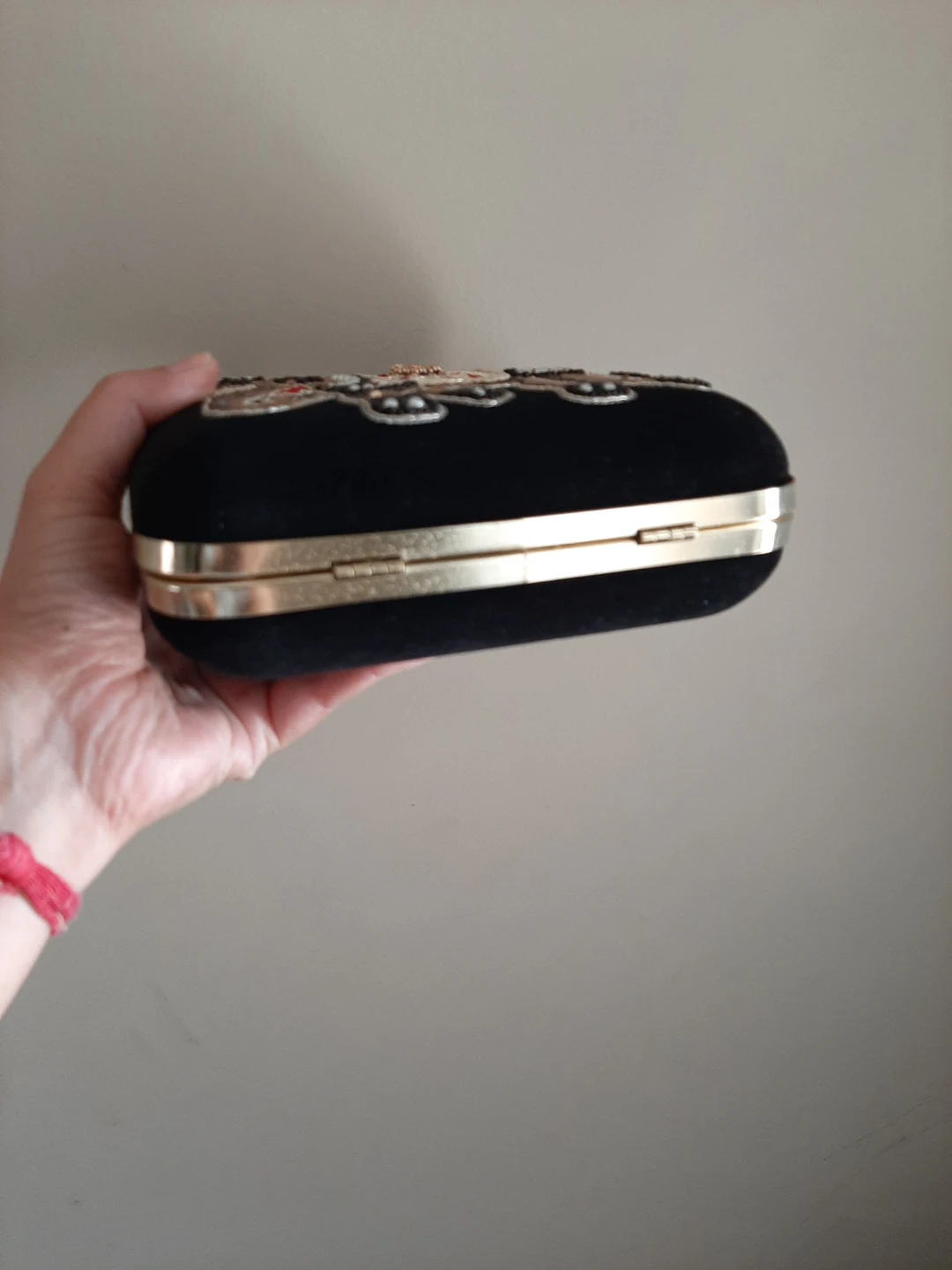 Black Velvet Clutch with Elephant Beading - photo 3