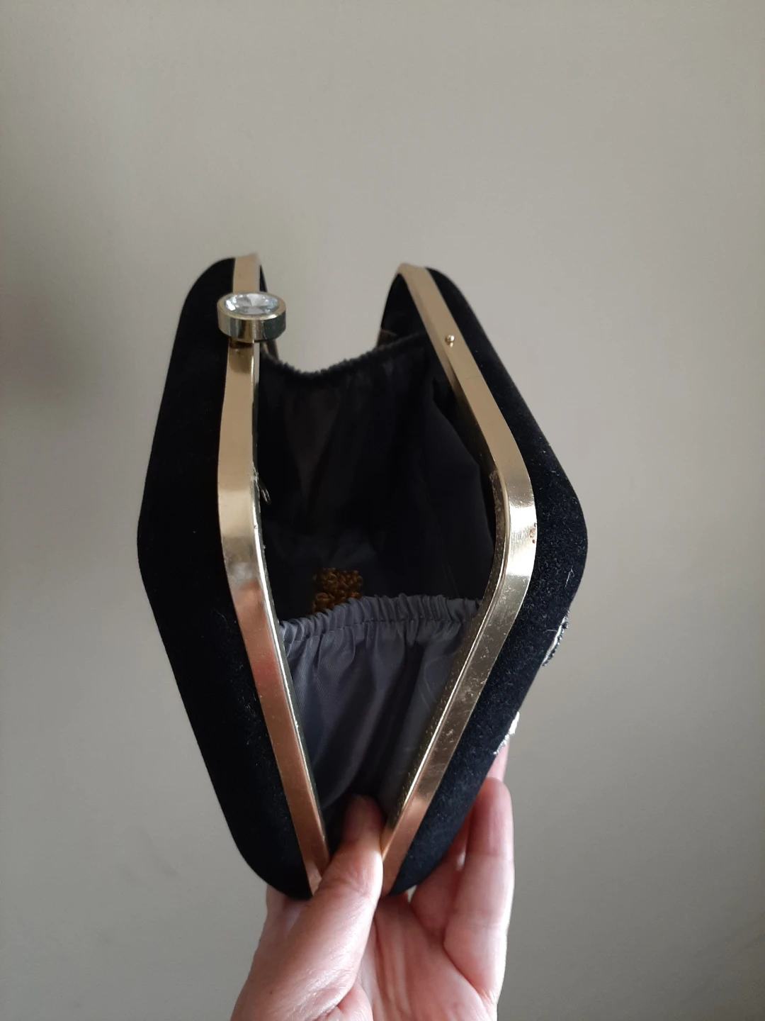 Black Velvet Clutch with Elephant Beading - photo 5