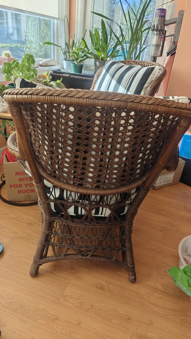 Set of 2 Wicker Lounge Chairs with Cushions - photo 2