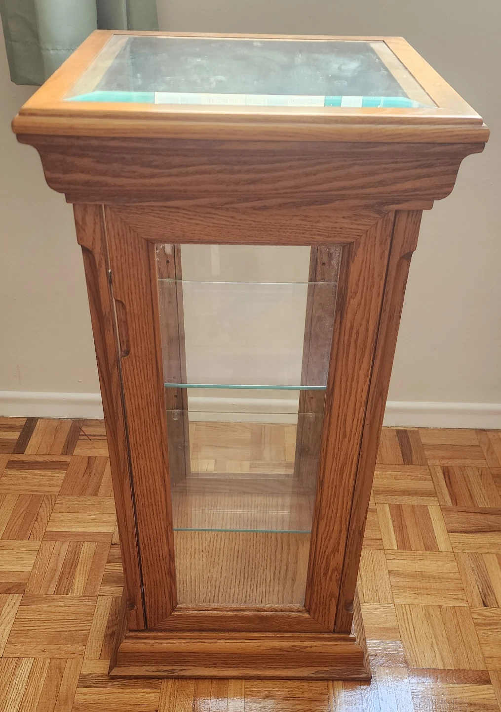 Oak Display Cabinet with Glass Shelves